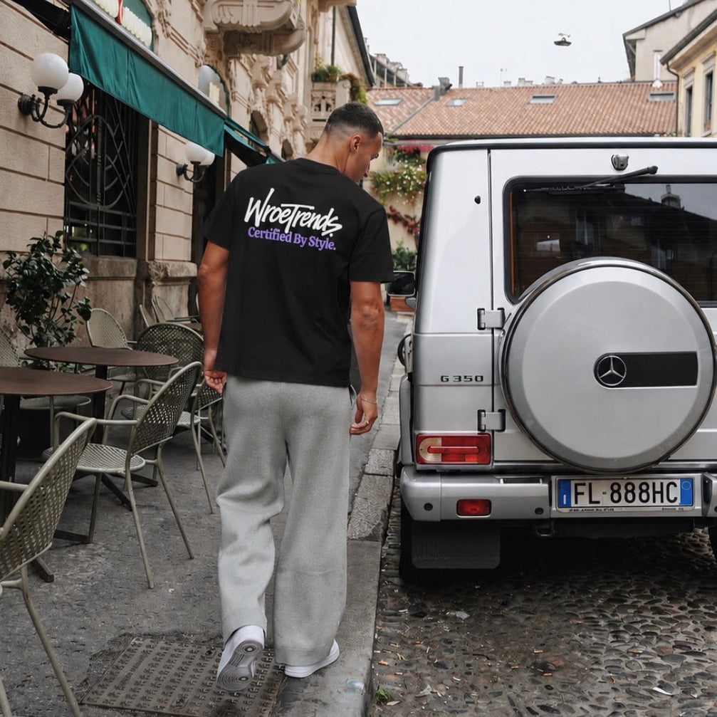 White and Purple Oversized Certified by Style Tee by WroeTrends