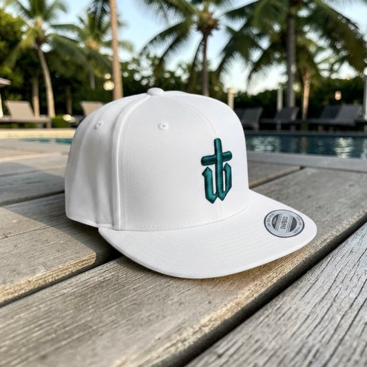 CLASSIC FLAT PEAK - OFF WHITE/TEAL