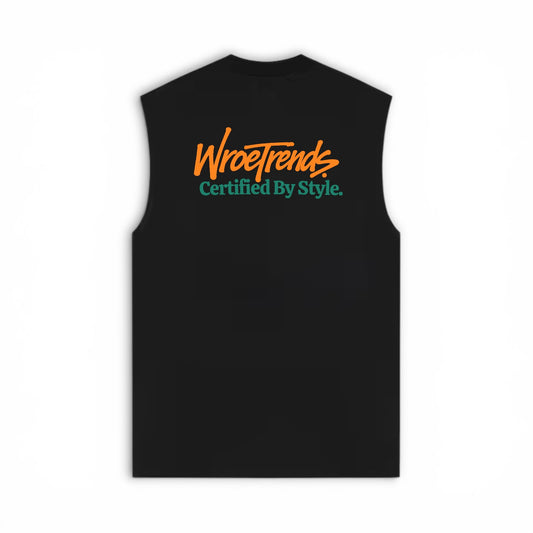 BLACK GRAFFITI TANK - ORANGE/TEAL