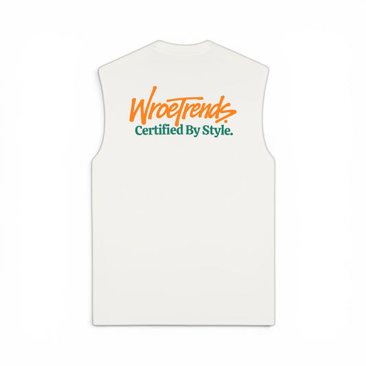 WHITE GRAFFITI TANK - ORANGE/TEAL