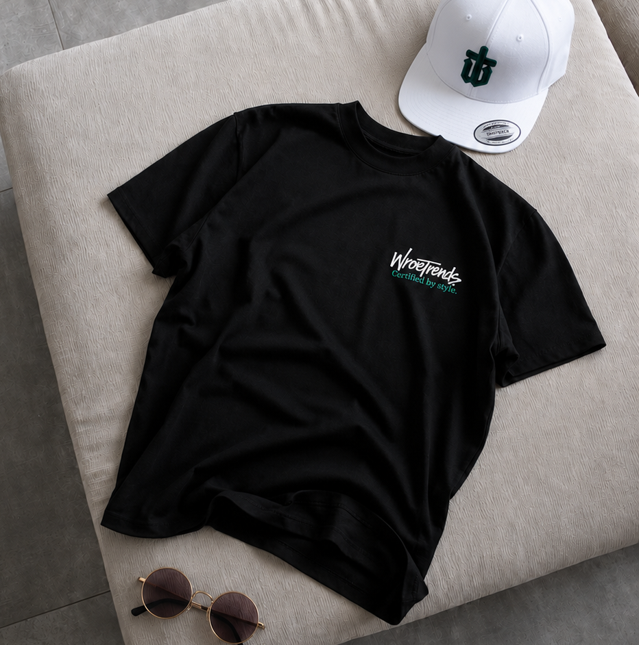White and Teal Oversized Certified by Style Tee by WroeTrends, alternate view 2